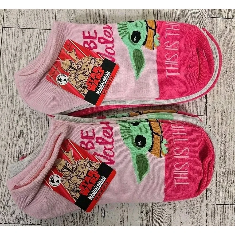 Star Wars No Show Socks Baby Yoda Shoe Size 4-10 3pk Lot of 2 Valentine NEW
